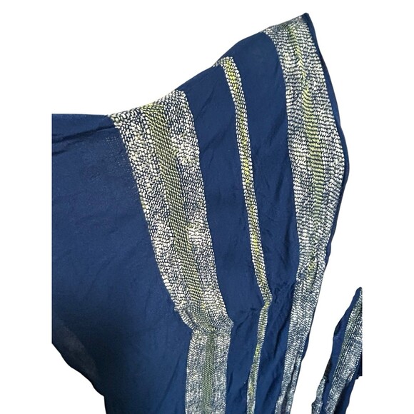 Free People Intimately Emerald Coast Semi Sheer Kimono Blue White Stripe Boho - Picture 4 of 10